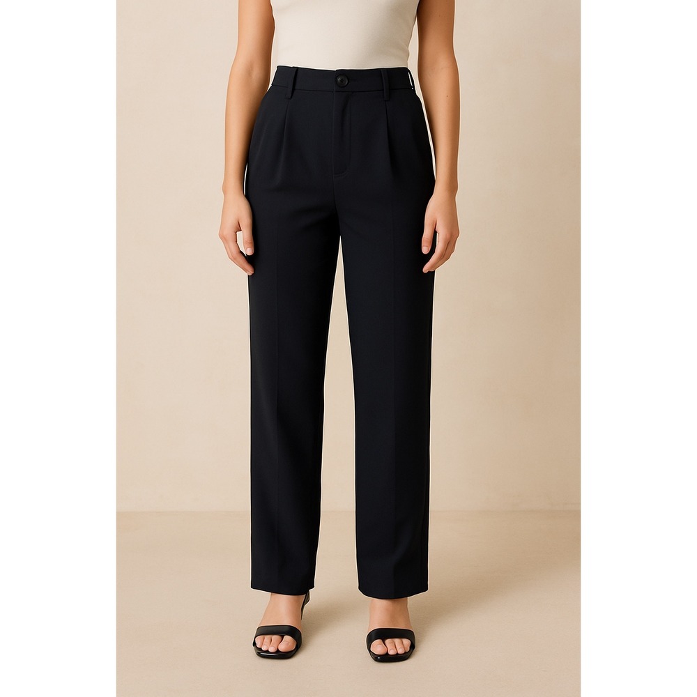 Mango PANTALON JOAQUIN Blue High Waist Pleated Wide Leg Trousers Pants US 2 NWT‎